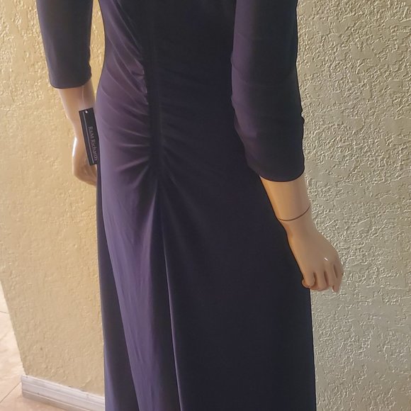 Long black, cold shoulder R& M Richards evening dress. Size 12. NWT. - Picture 6 of 8